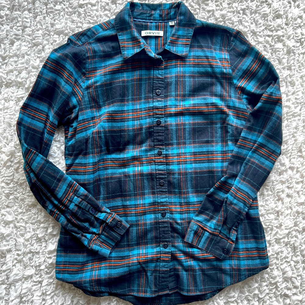 Womens Orvis cotton flannel shirt size Medium